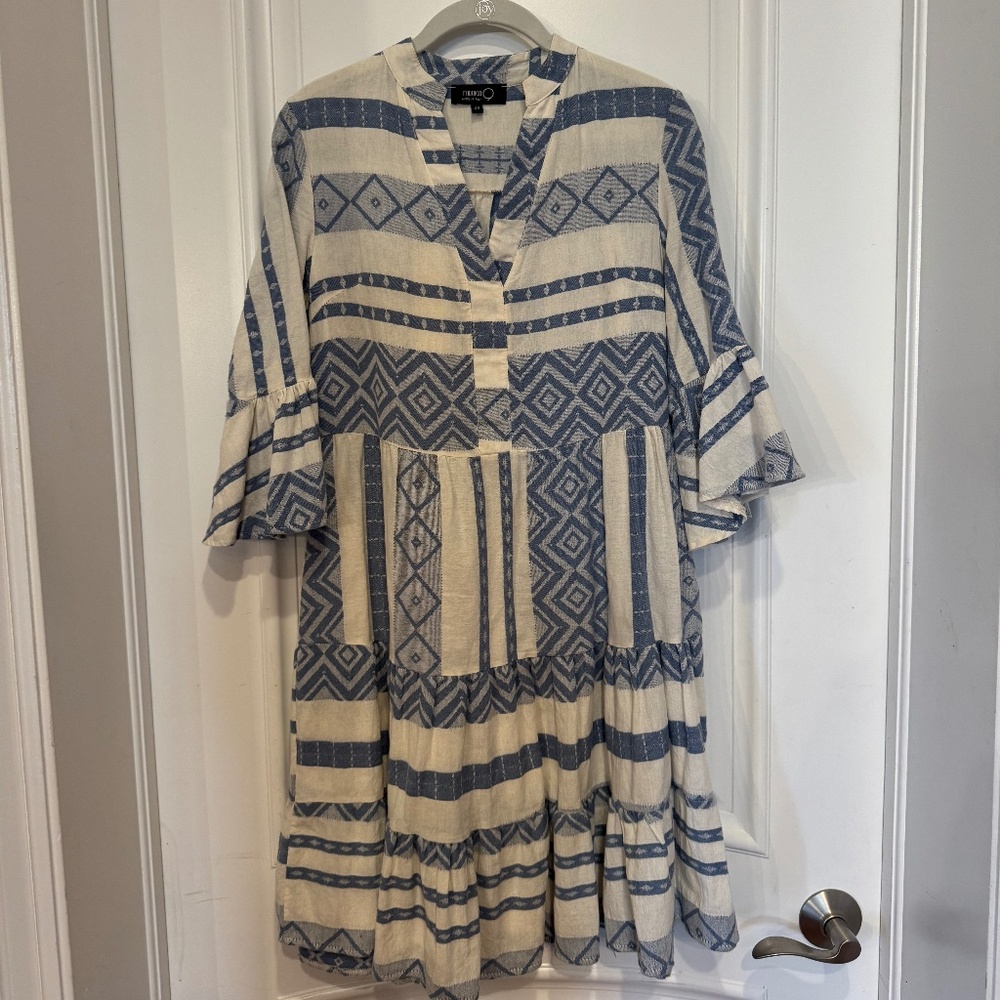 Fabrica Dress, Made in Italy, Size‎ XS Denim Blue Cream
